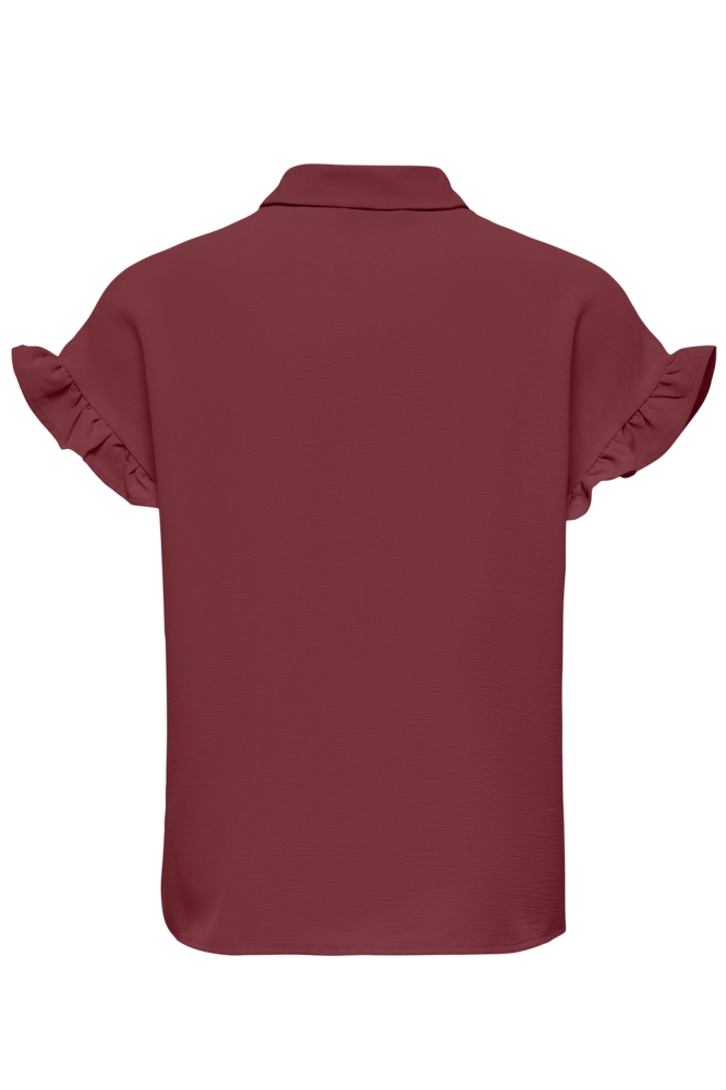 ONLMETTE LIFE SS FRILL SHIRT WVN CS 15353160 RUBY WINE